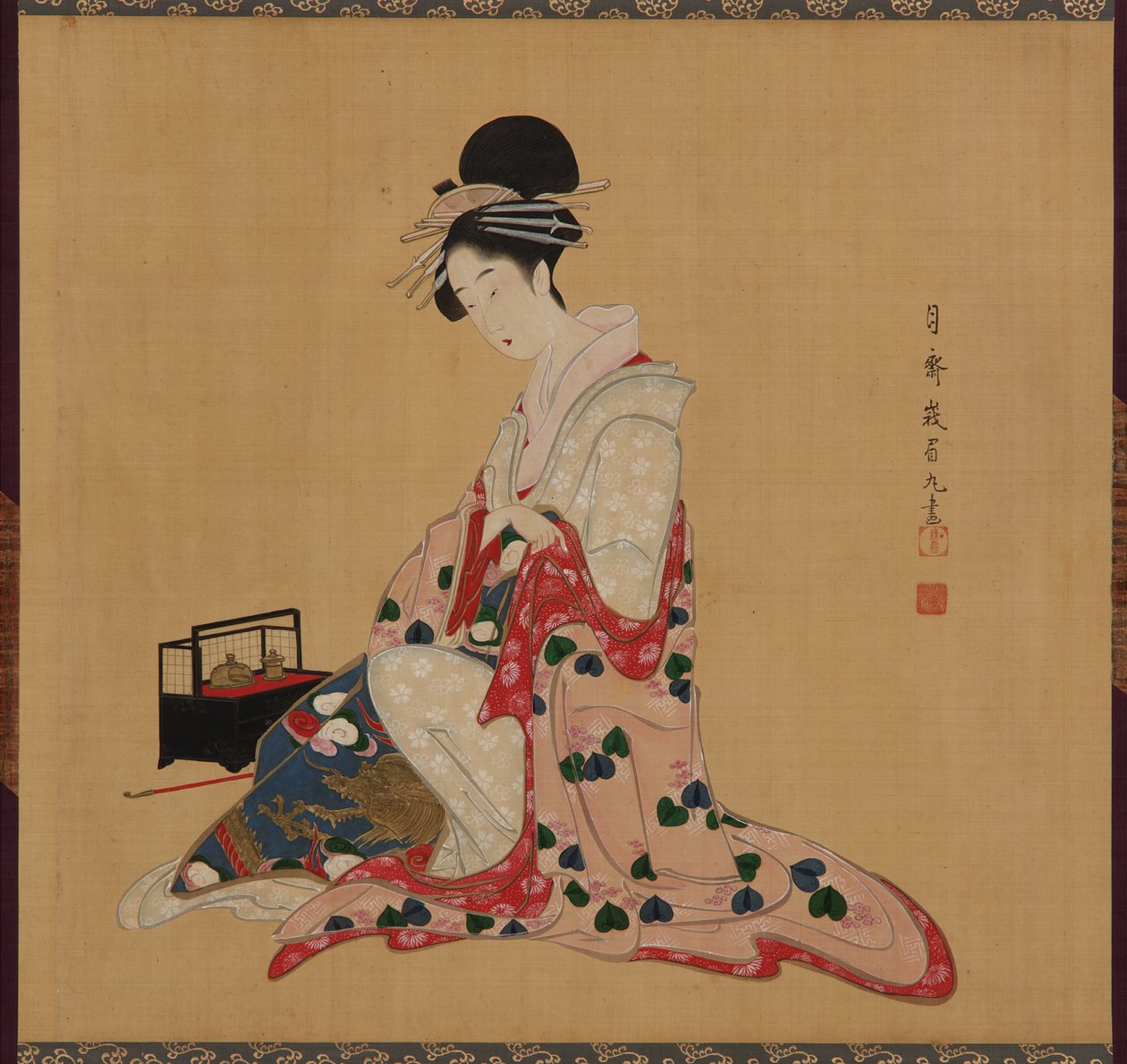 Oiran, Edo-perioden, början av mitten av 1800-talet. av Numata Gessai