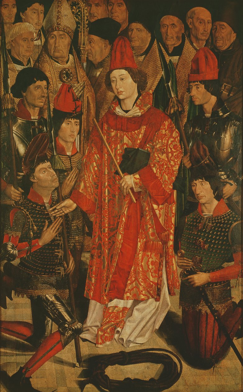 St. Vincent av Zaragoza (d.304), beskyddare av Lissabon, från altartavlan av St. Vincent, ca 1495 av Nuno Goncalves or Gonzalvez