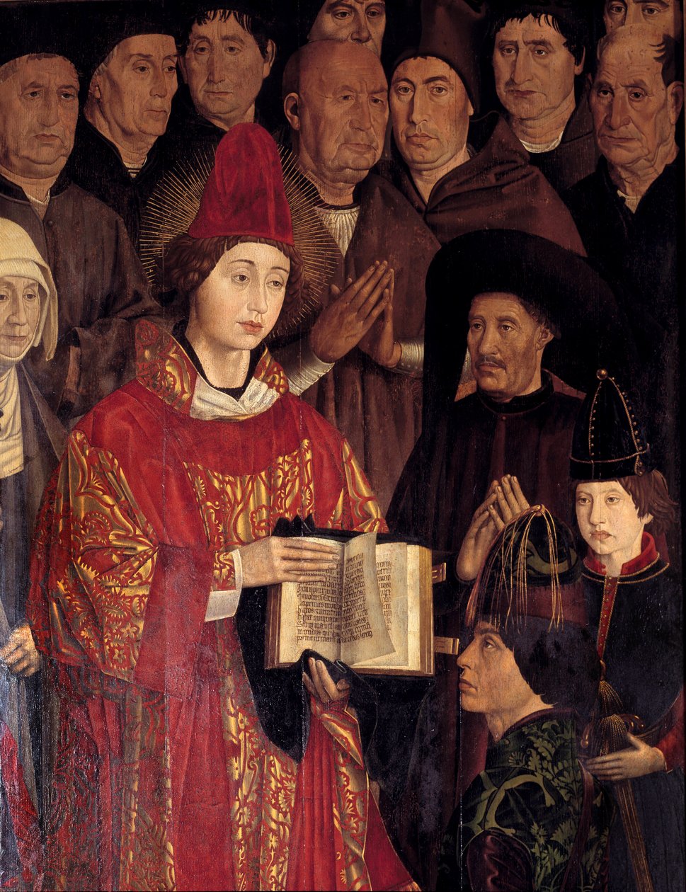 Polyptyk av Saint Vincent (Paineis de Sao Vicente de Fora). Porträtt av Saint Vincent och Henri Le Navigateur (1394-1460), prins av Portugal. Målning av Nuno Goncalves, portugisisk målare från 1400-talet. Nationalmuseet för antik konst, Lissabon. av Nuno Goncalves or Gonzalvez