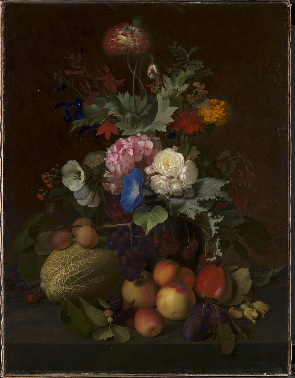 Stilleben med frukt och blommor av O.D. Ottesen