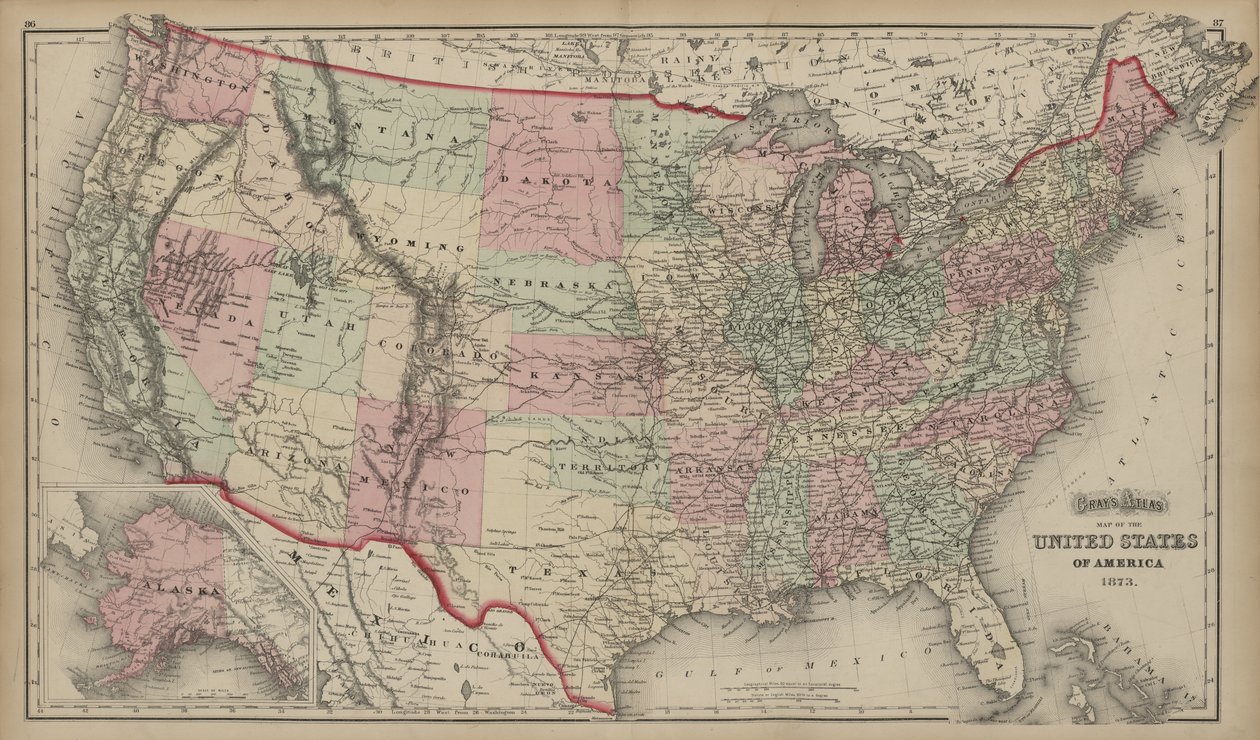 Grays atlas över USA av O.W. Gary