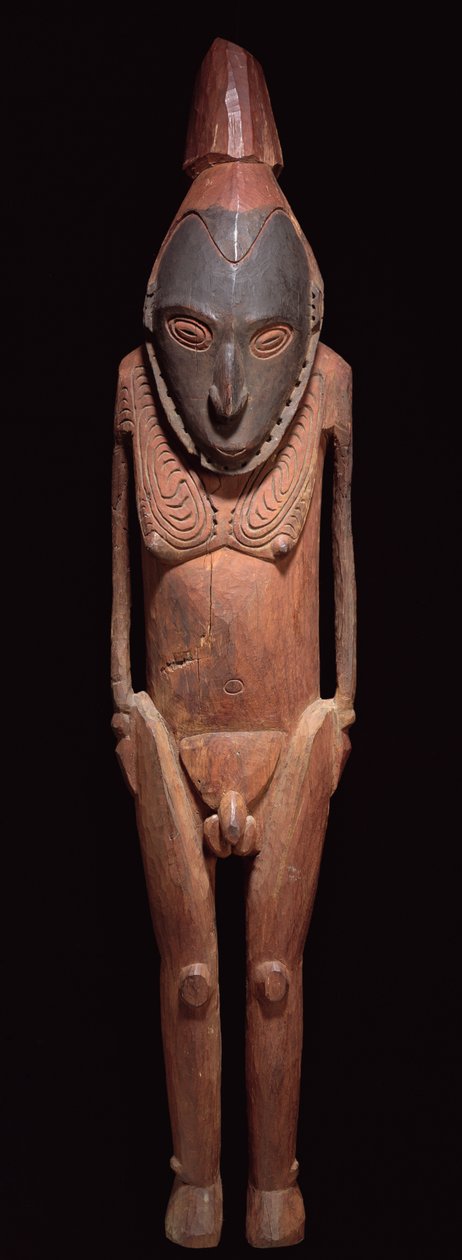 Snidade figurer och mask, från Papua Nya Guinea, Oceanien (polykromt trä) av Oceanic