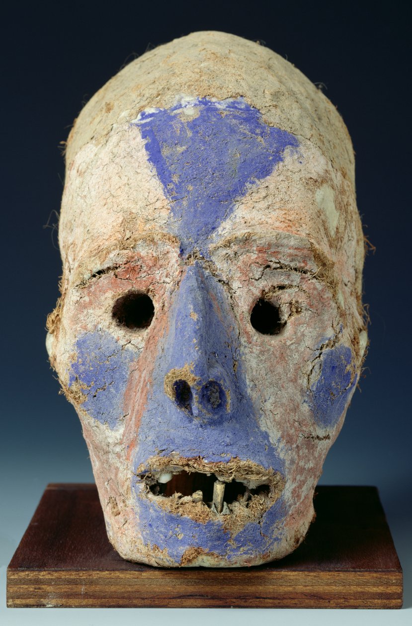 Monterat huvud som representerar döden, från Vanuatu, 1000-1800-talet (målad lera) av Oceanic