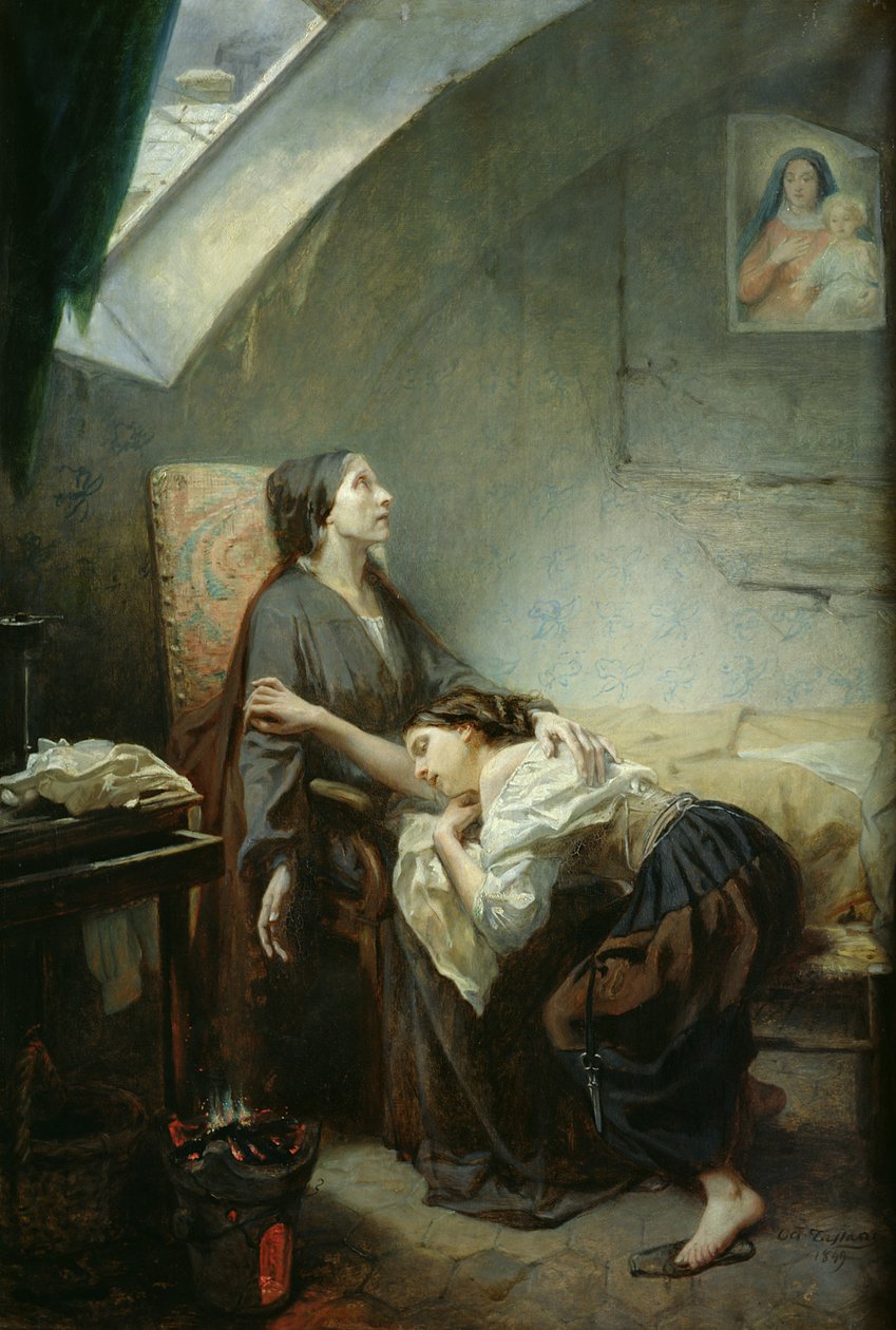 Den fattiga familjen, eller självmordet, 1849 av Octave Tassaert