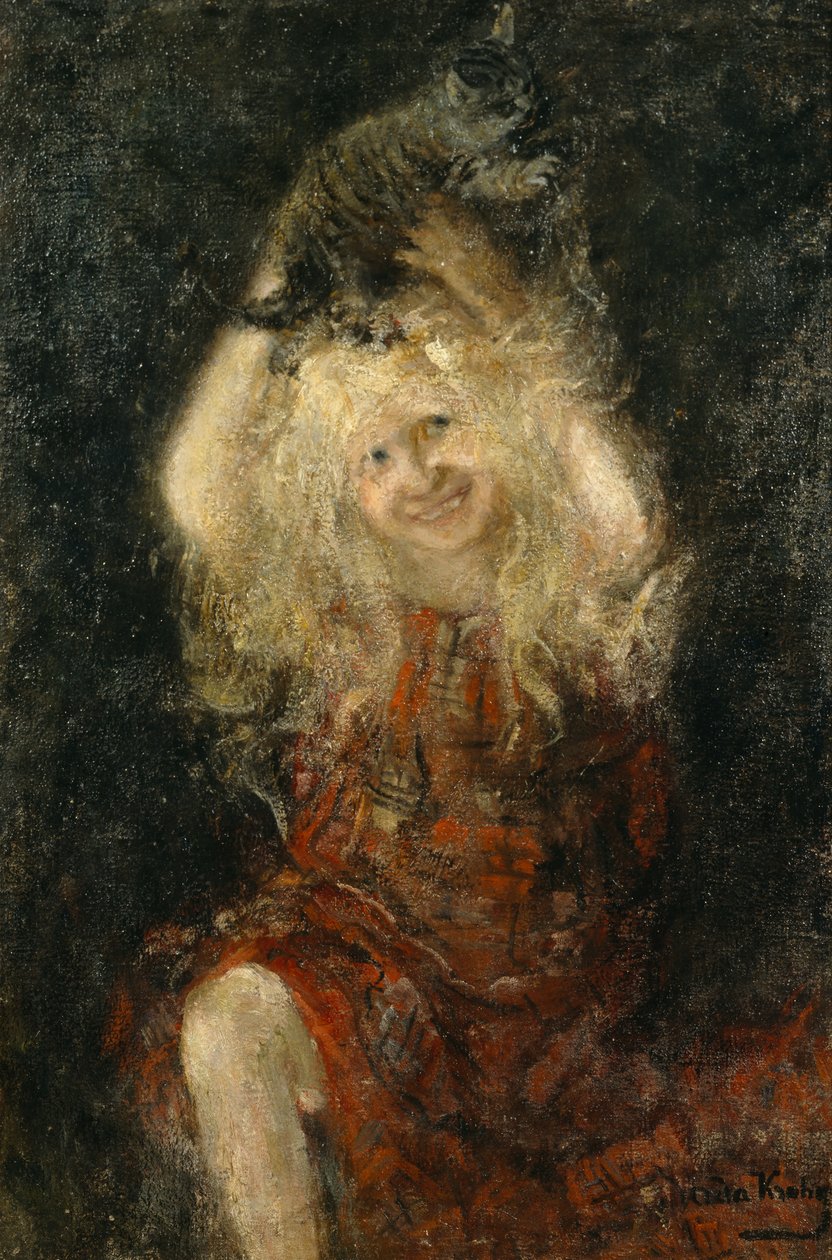 Flicka med katt av Oda Krohg