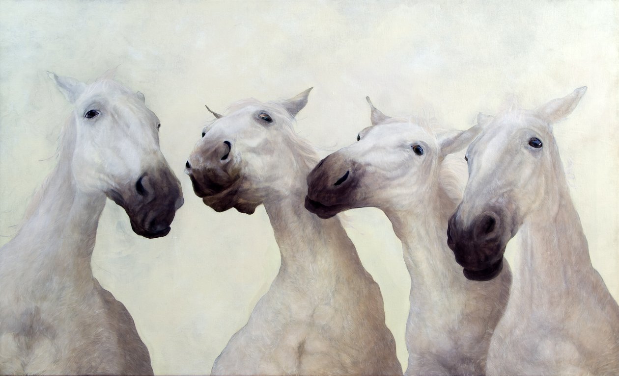 Equus fyra (akryl på duk) av Odile Kidd