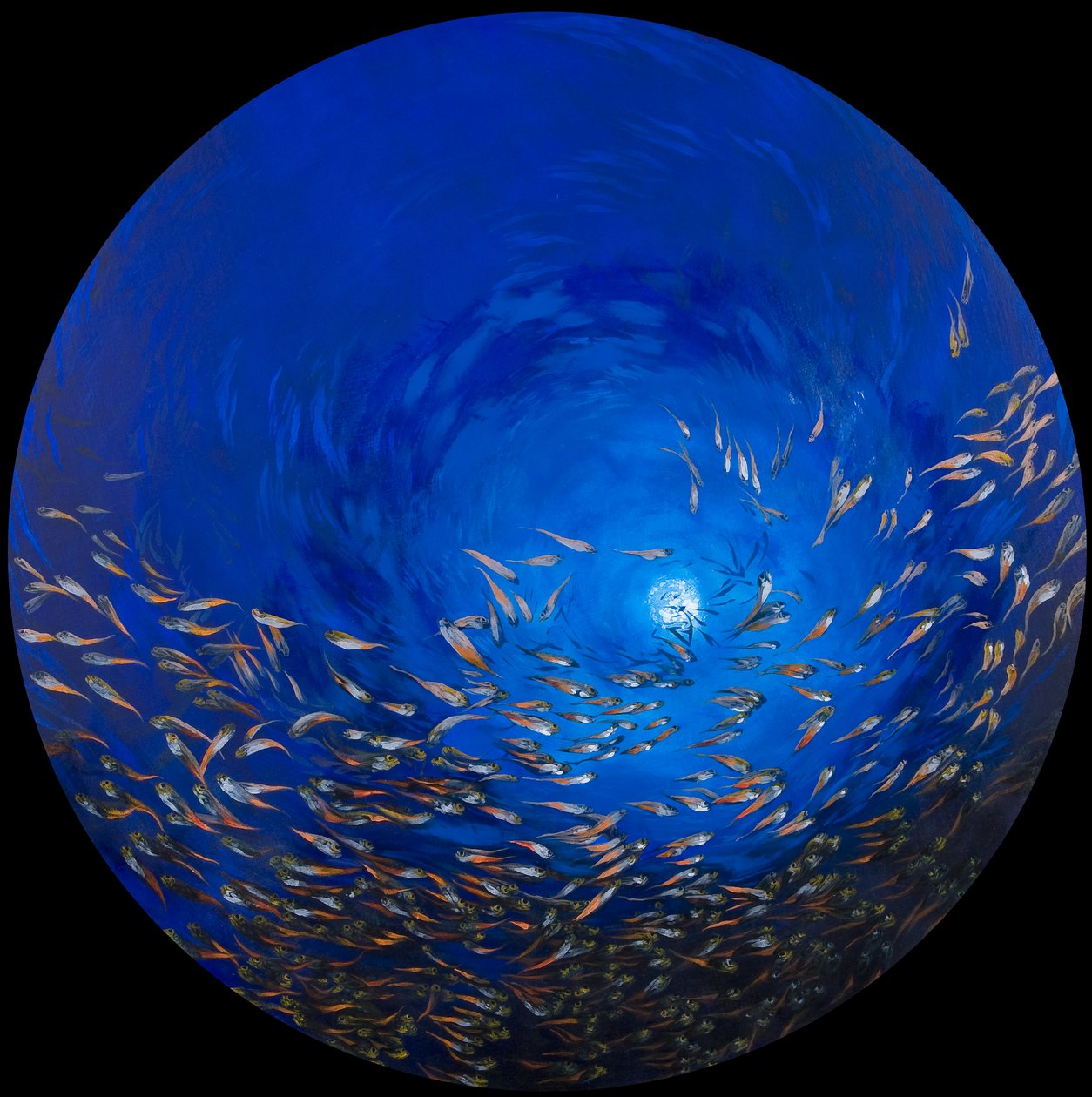Glasfisk 2, 2009 (akryl på linne på trä) av Odile Kidd
