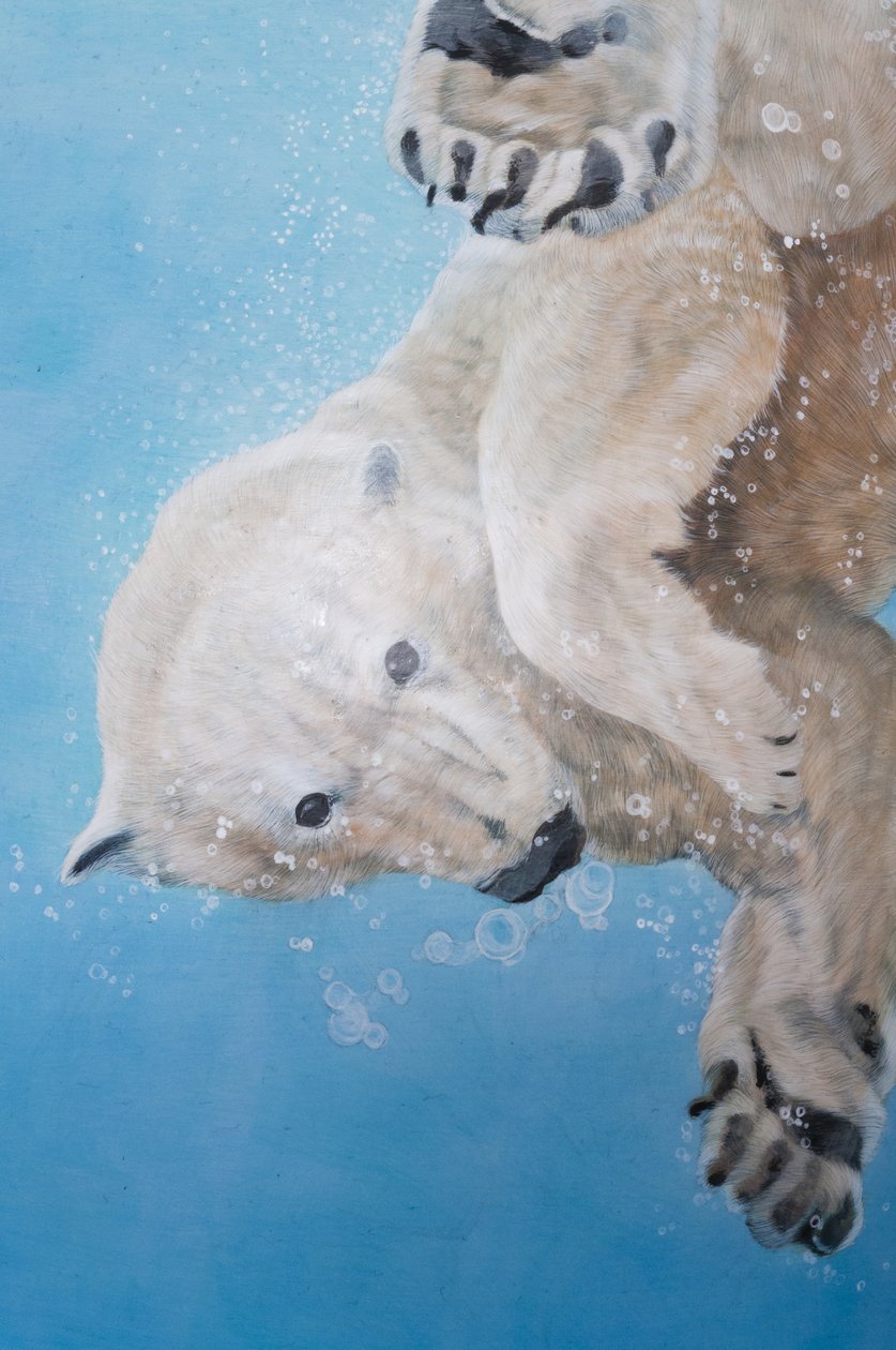 Isbjörnsbalett, detalj, 2012 (akryl på glasfiberskulpterat ägg) av Odile Kidd