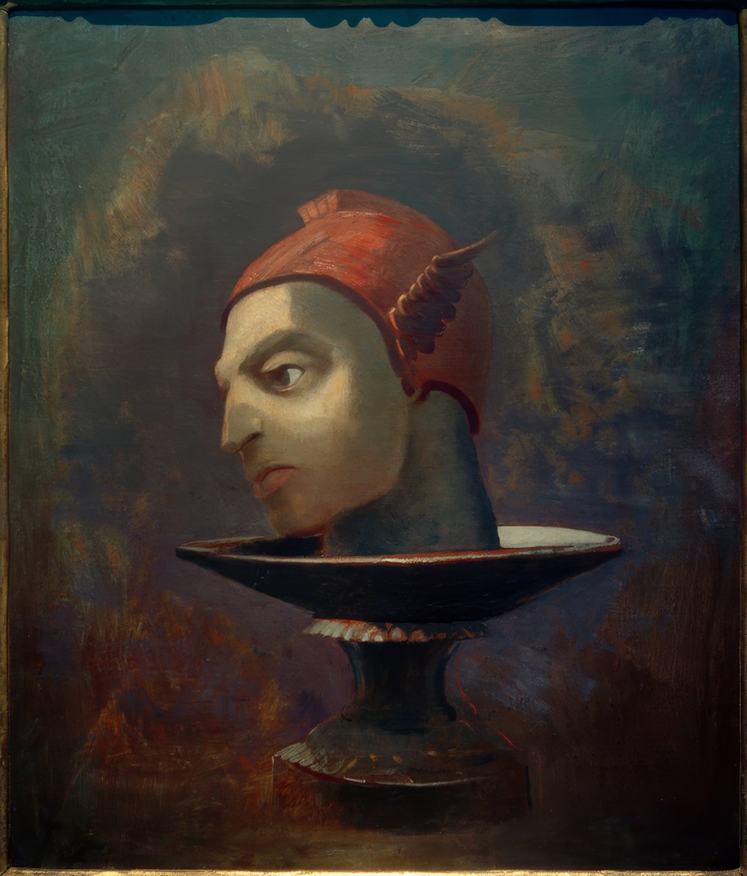 Perseus huvud (Mercurius huvud på en skål) av Odilon Redon