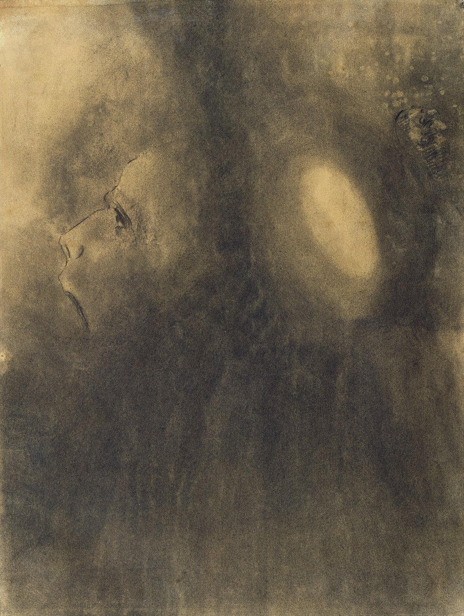 Ecstasy, ca 1885 (kol på buff papper) av Odilon Redon