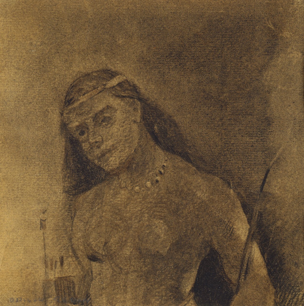Femme Sauvage (vild kvinna), ca 1885-90 (kol på papper) av Odilon Redon