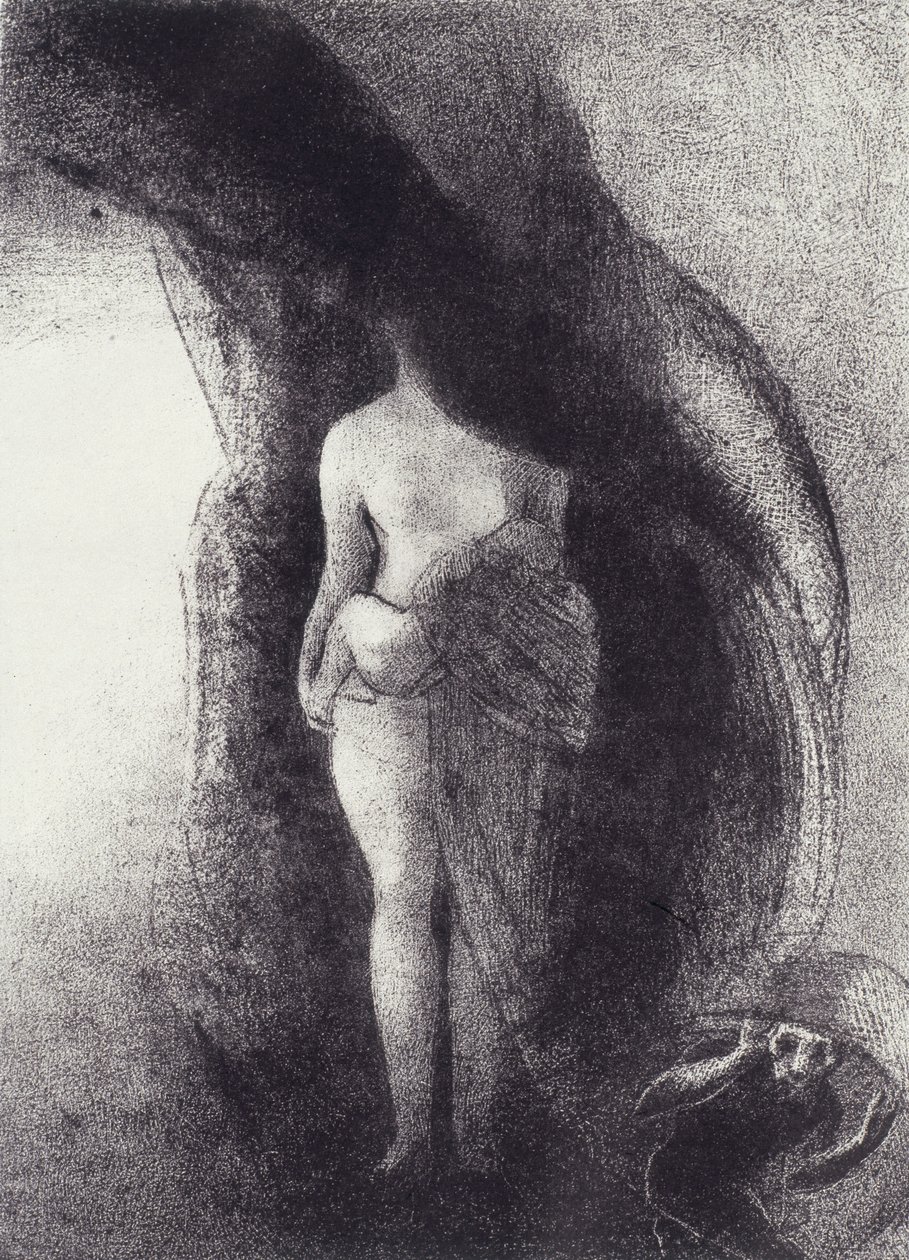 Jag är fortfarande den stora Isis! Ingen har någonsin lyft på min slöja! Min avkomma är solen! för La Tentation de Saint-Antoine, tavla XVI, n.d. av Odilon Redon