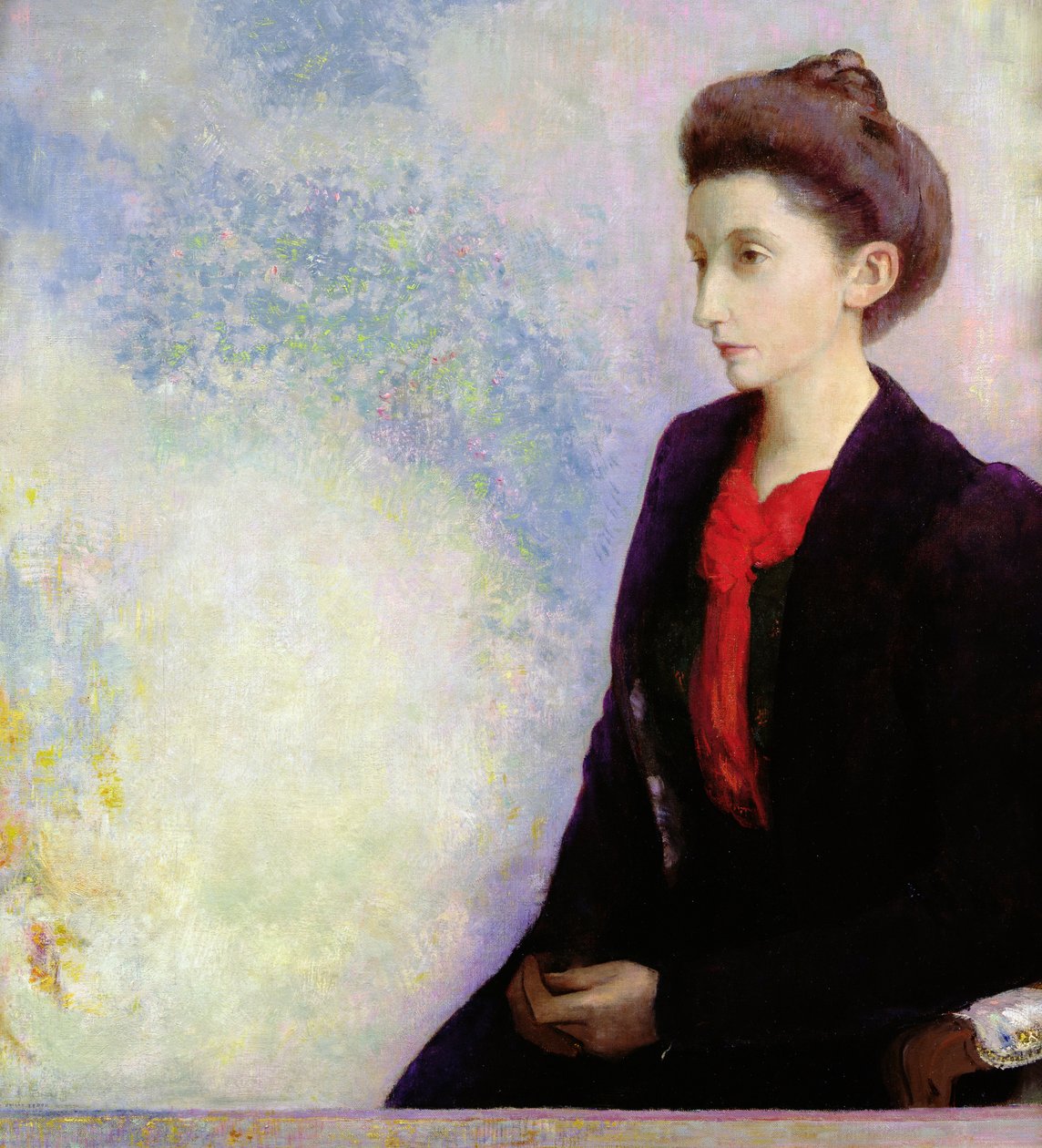 Porträtt av baronessan Robert de Domecy, 1900 av Odilon Redon