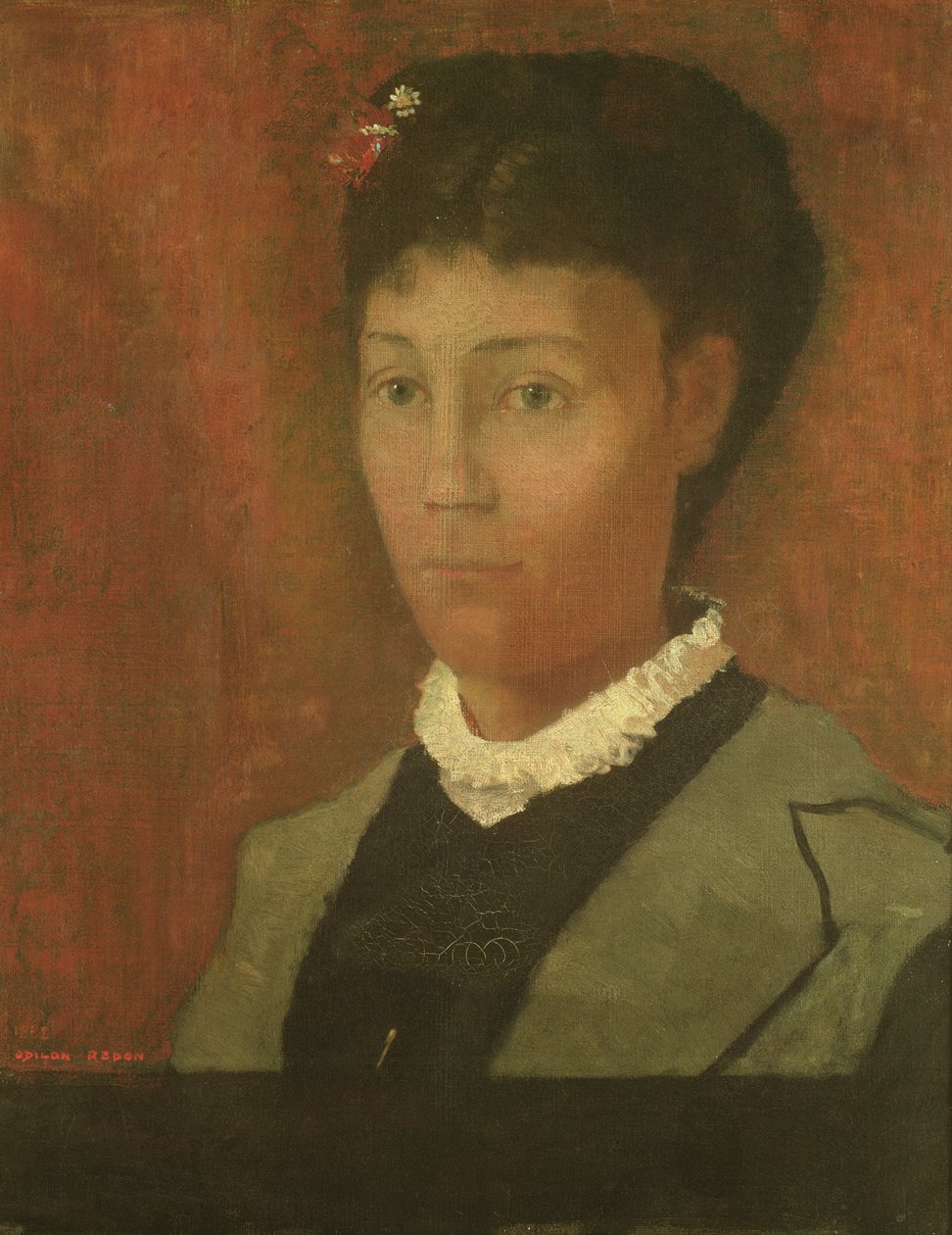 Porträtt av konstnärens hustru, Madame Odilon Redon (född Camille Falte) (1853-1923), 1882 av Odilon Redon