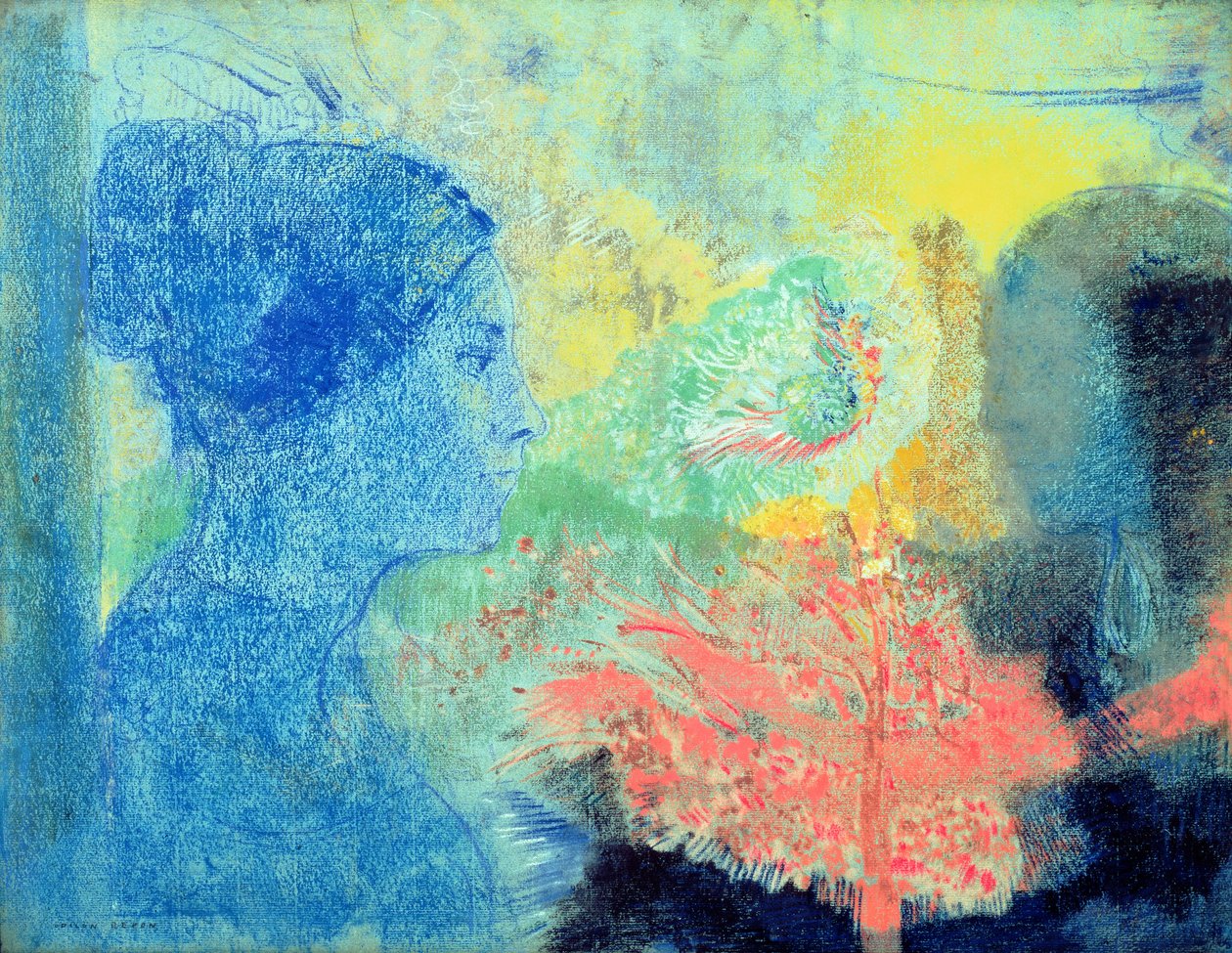 Shades of Sleep (pastell på papper av Odilon Redon