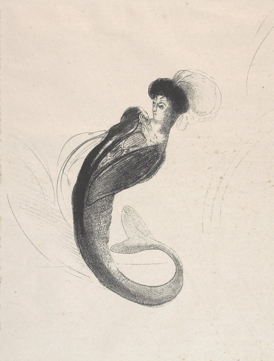 Untitled provlitografi, 1890 (lito på vävt papper) av Odilon Redon