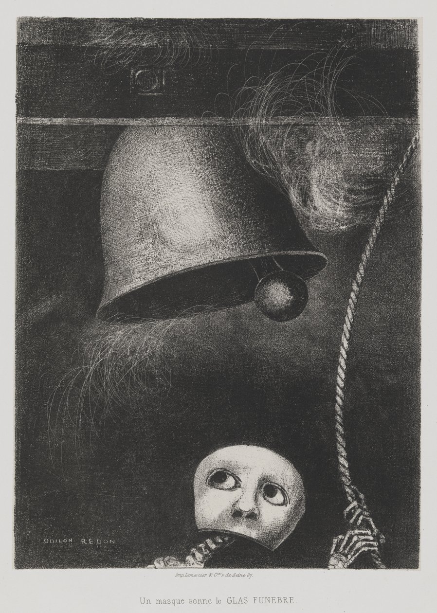 Till Edgar Poe (En mask slår dödsstötan) [To Edgar Poe (A Mask Sounds the Death Knell)] av Odilon Redon