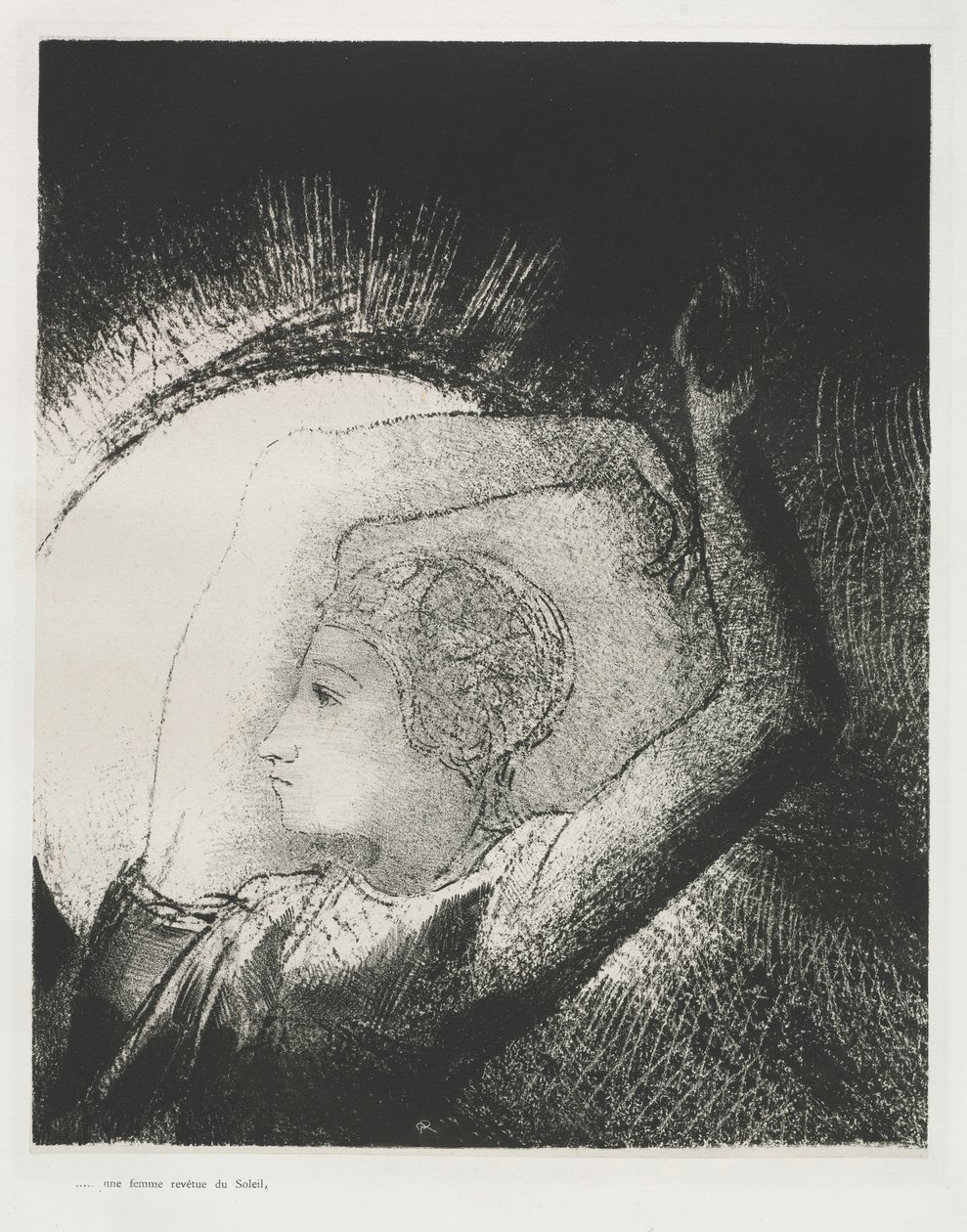 En kvinna klädd med solen av Odilon Redon