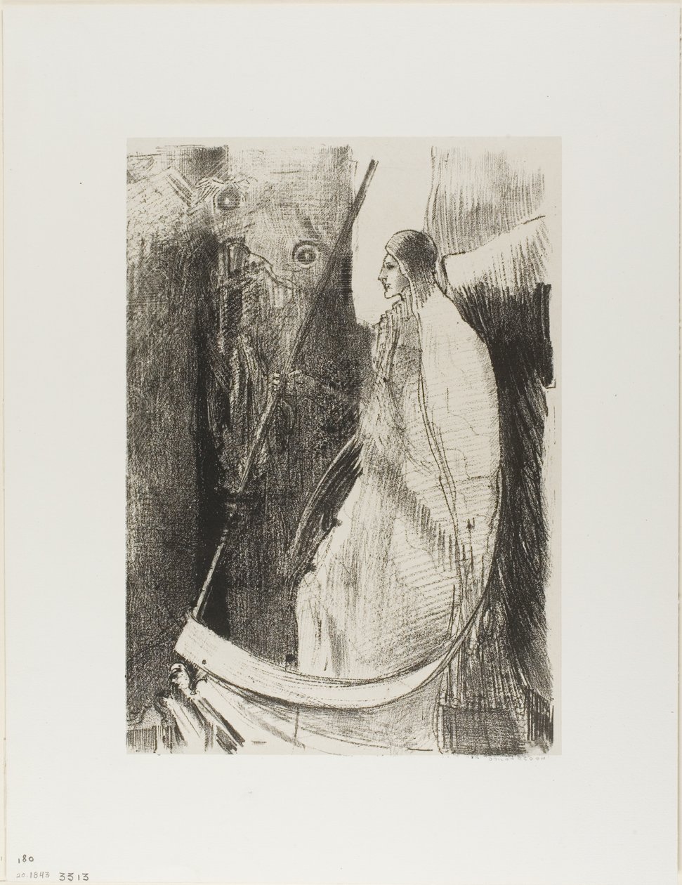 Och en annan ängel kom ut ur templet som är i himlen, och han har också en skarp skära, plåt 7 av 12 av Odilon Redon