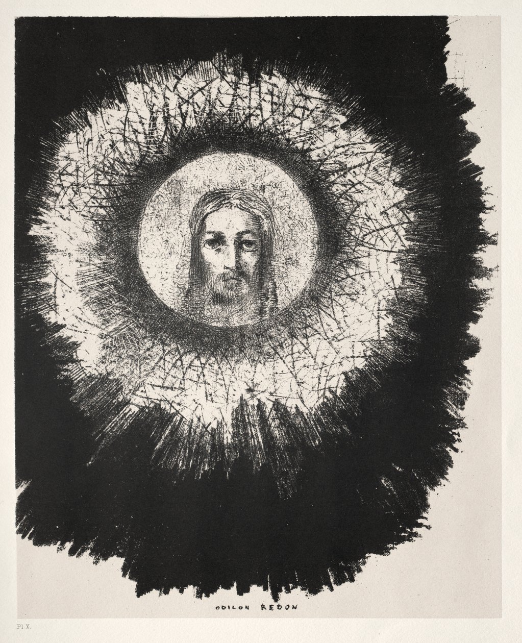 Och på själva skivan av solen skiner Jesu Kristi ansikte av Odilon Redon