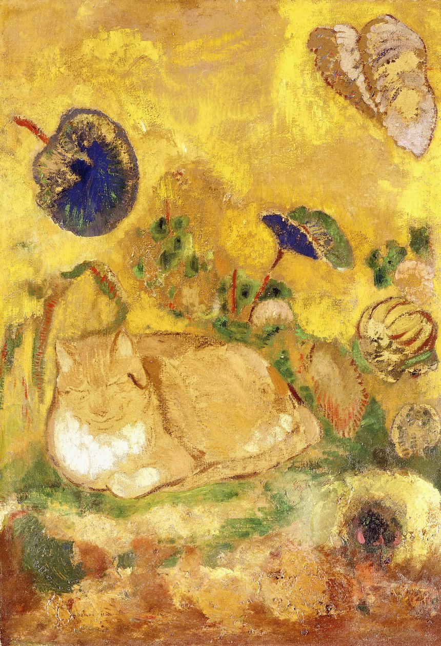 Bazon, konstnärens katt; Bazon, konstnärens katt, ca 1905 av Odilon Redon