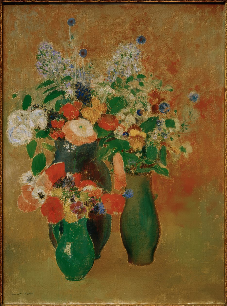 Bukett / stilleben av blommor av Odilon Redon