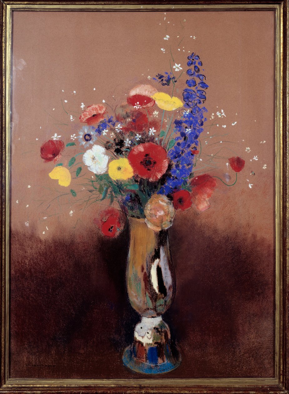 Bukett blommor från fälten. Målning av Odilon Redon (1840-1916) av Odilon Redon