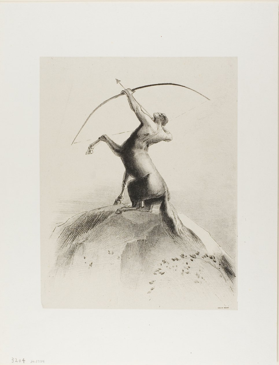 Kentaur som siktar på molnen av Odilon Redon
