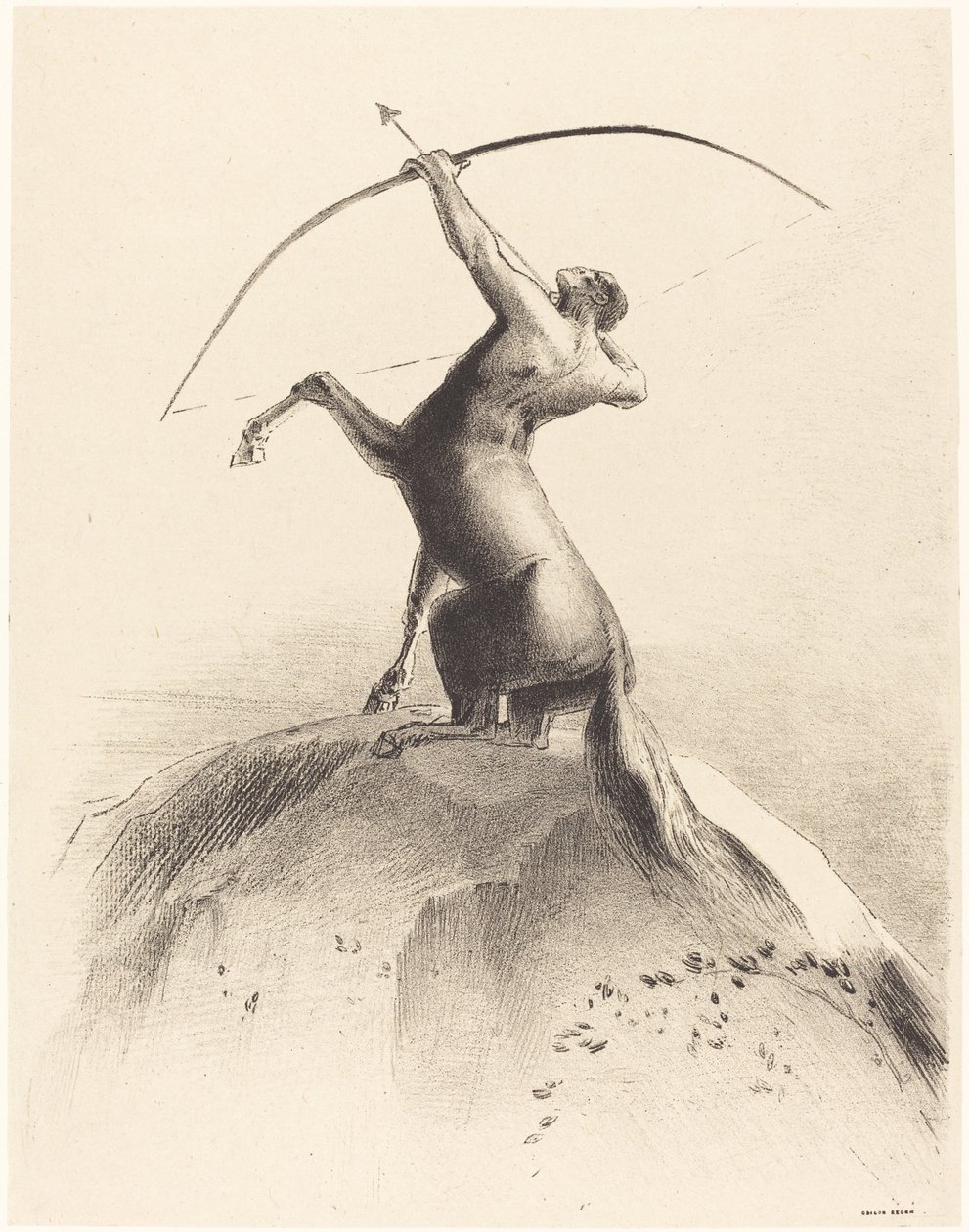 Kentaur siktar på molnen av Odilon Redon