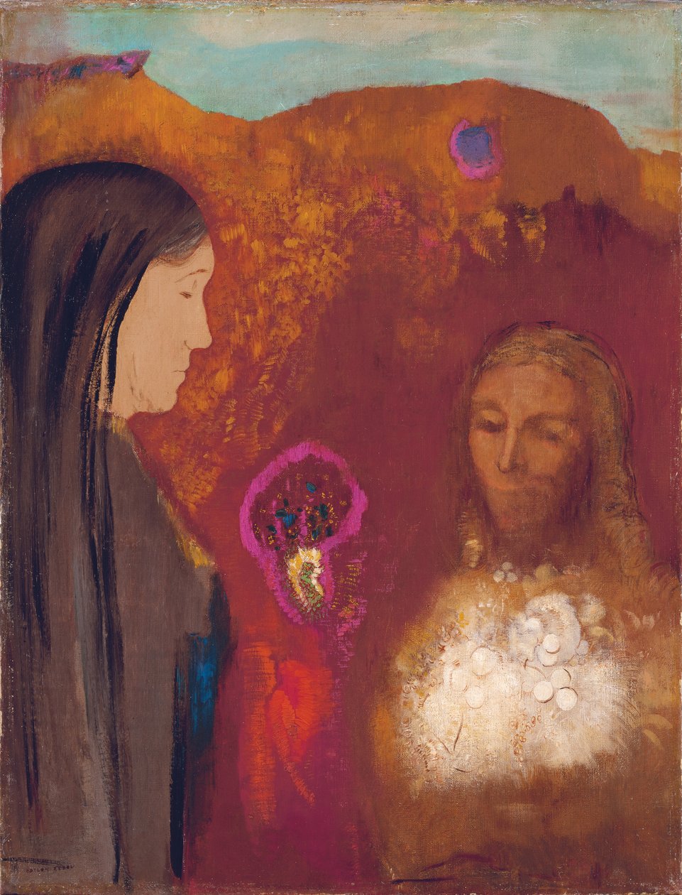 Kristus och den samariska kvinnan (Den vita blomsterbuketten) av Odilon Redon