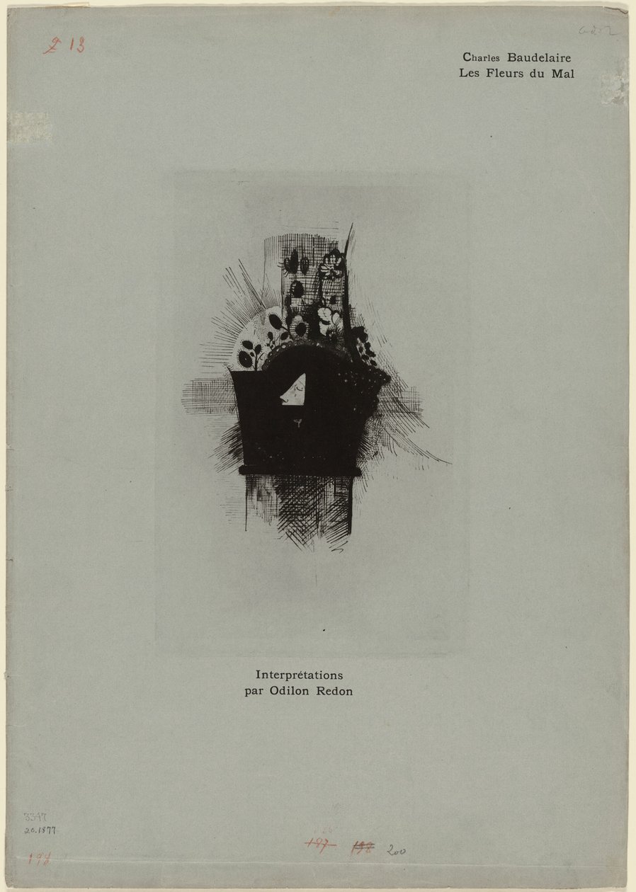 Omslag/Frontstycke för Les Fleurs du Mal, skylt 1 av 9 av Odilon Redon