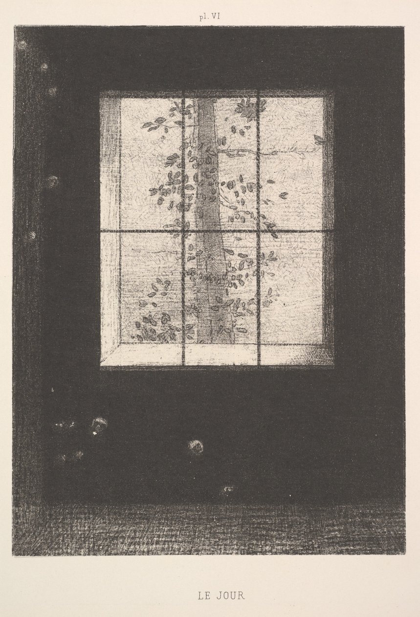 Day Le Jour, från serien, Dreams Songes, tallrik VI, 1891. av Odilon Redon