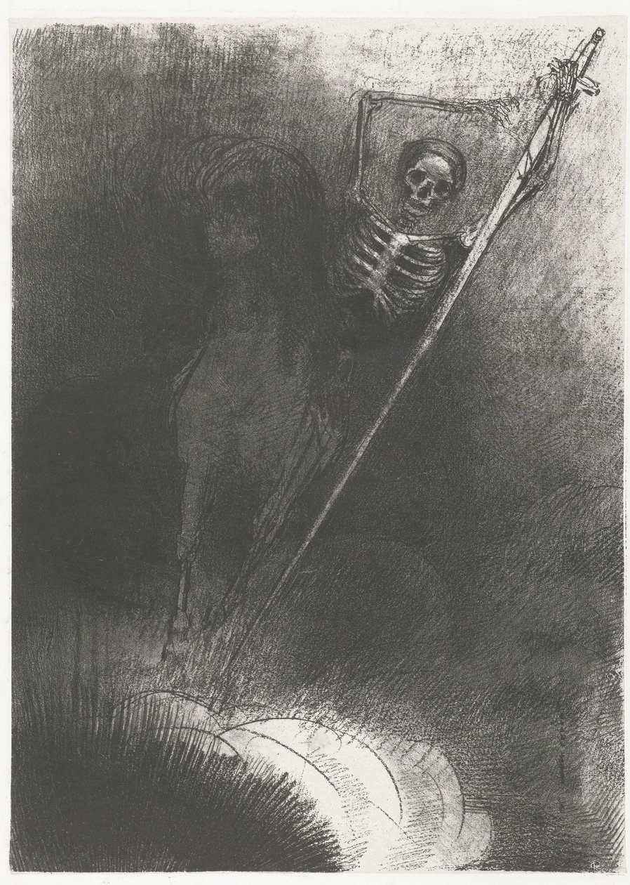 De Dood te paard ...och den som klättrade på den hette Döden (titel på föremålet) Apocalypse of Saint John (serietitel) Openbaring van Johannes (serietitel) av Odilon Redon