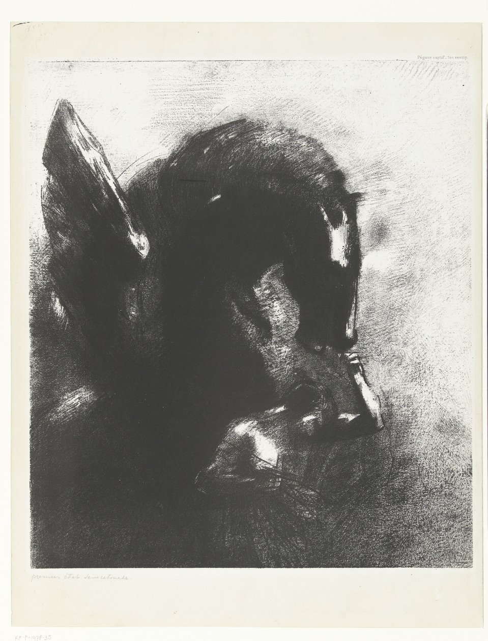 Den fängslade Pegasus Pegase captif (titel på objekt) av Odilon Redon
