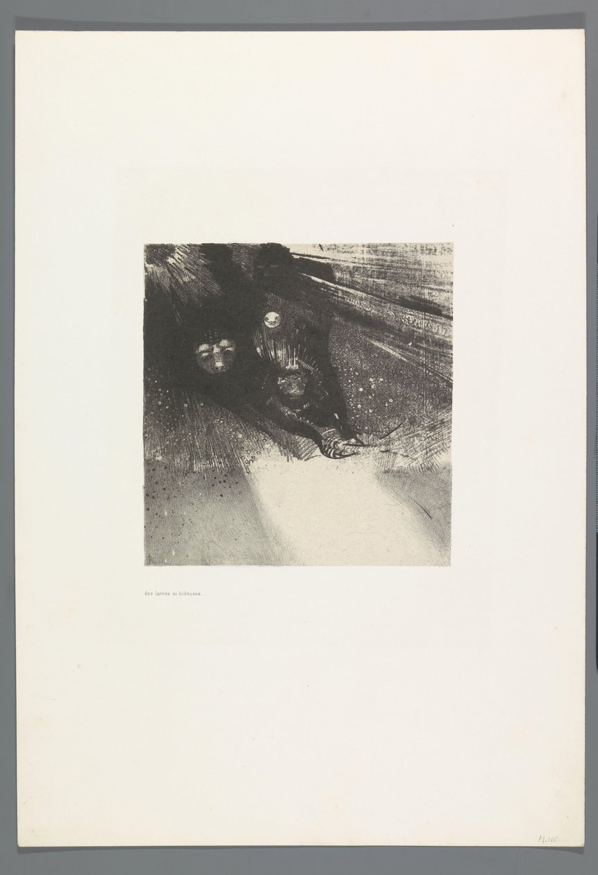 Des larves si hideuses La Maison Hautée, 6 litografier omslagstitelsidan The Haunted House, La Maison Hantée, illustrationer till text av Bulwer-Lytton, översatt till franska av René Philipon, (serietitel) av Odilon Redon