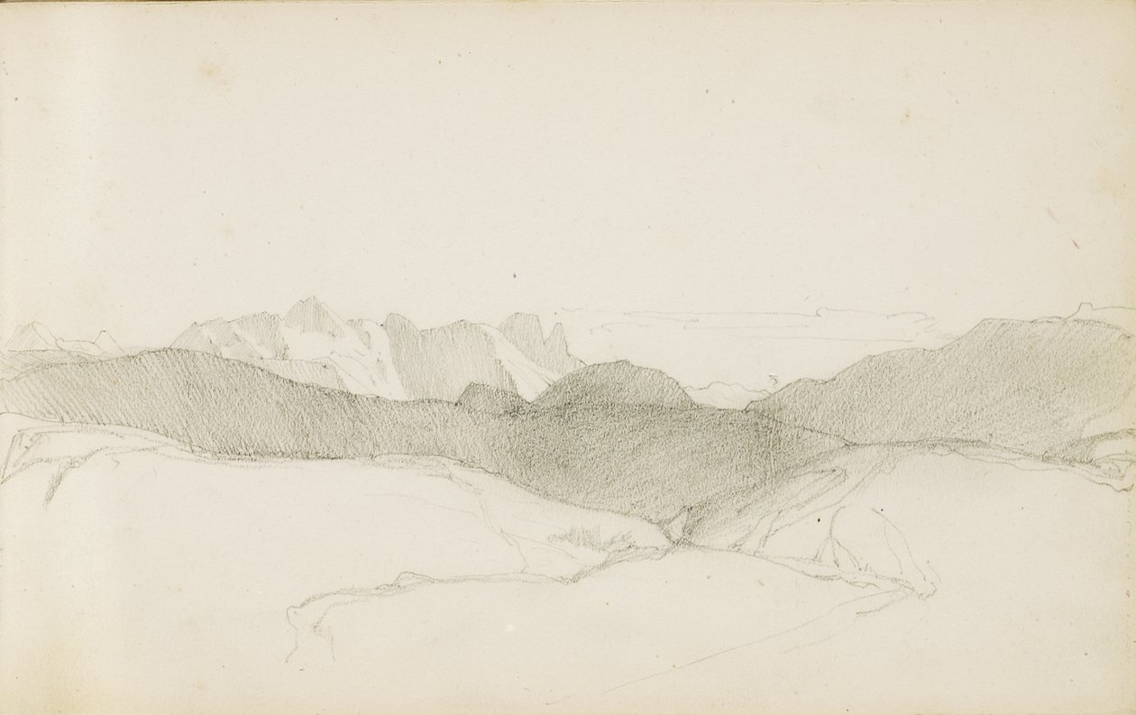 Ritning från ett album med titeln "Baskien", 1862-63 av Odilon Redon