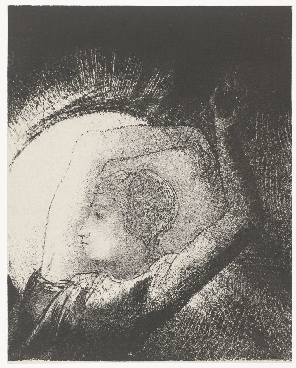 En kvinna klädd med solen ...une femme revêtue du Soleil (titel på objekt) Apocalypse de Saint-Jean (serietitel) Johannes uppenbarelse (serietitel) av Odilon Redon