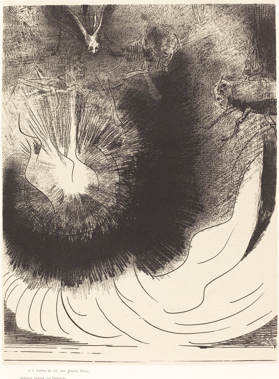 Et il tombe du ciel une grande etoile ardente (Och en stor stjärna föll från himlen som brinner som en lampa) av Odilon Redon