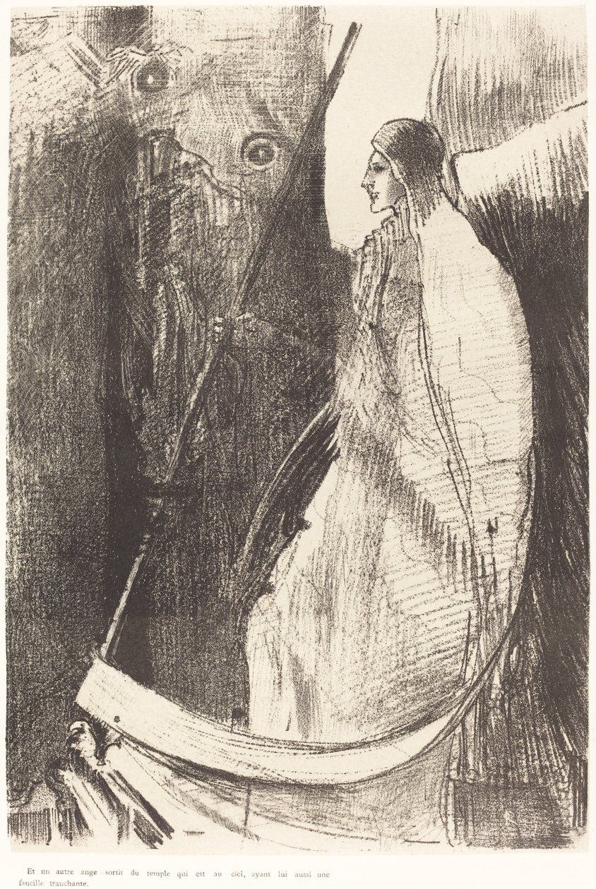 Och en annan ängel kom ut ur templet som är i himmelen, och han hade också en skarp skära av Odilon Redon