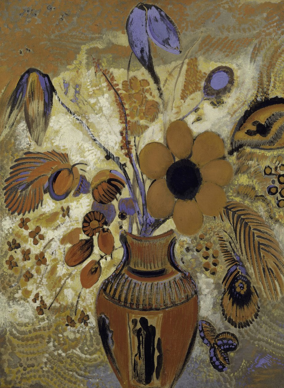 Etruskisk vas med blommor, 1900-1910. av Odilon Redon