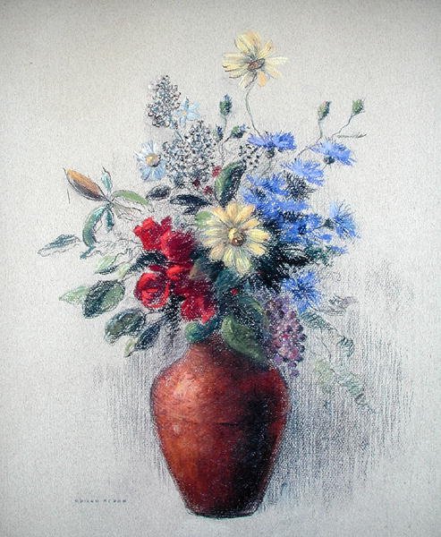 Blommor (pastell på papper) av Odilon Redon