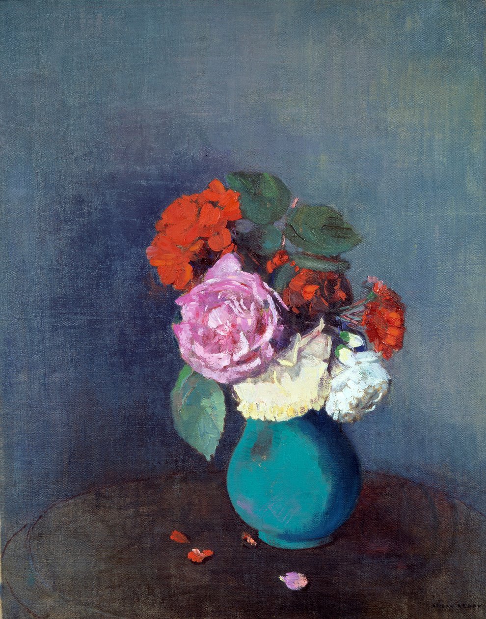 Blommor Bukett nejlikor. Målning av Odilon Redon (1840-1916) 1900 sön. 0,46x0,38 m Lyon, Musee des Beaux Arts - Blommor - Bukett nejlikor. Målning av Odilon Redon (1840-1916) av Odilon Redon
