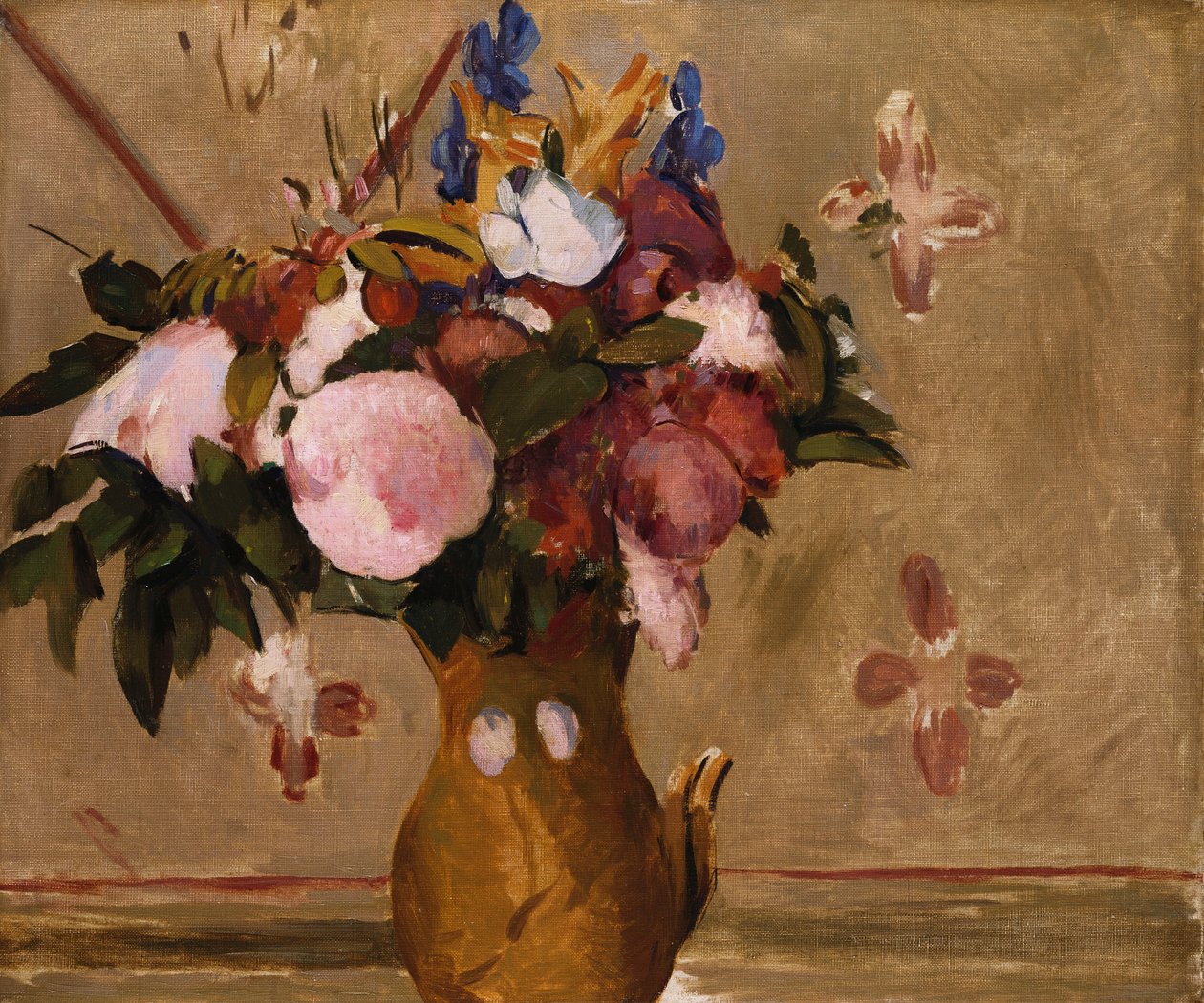 Blommor i en vas, kopia efter en målning av Cezanne, c.1886 av Odilon Redon