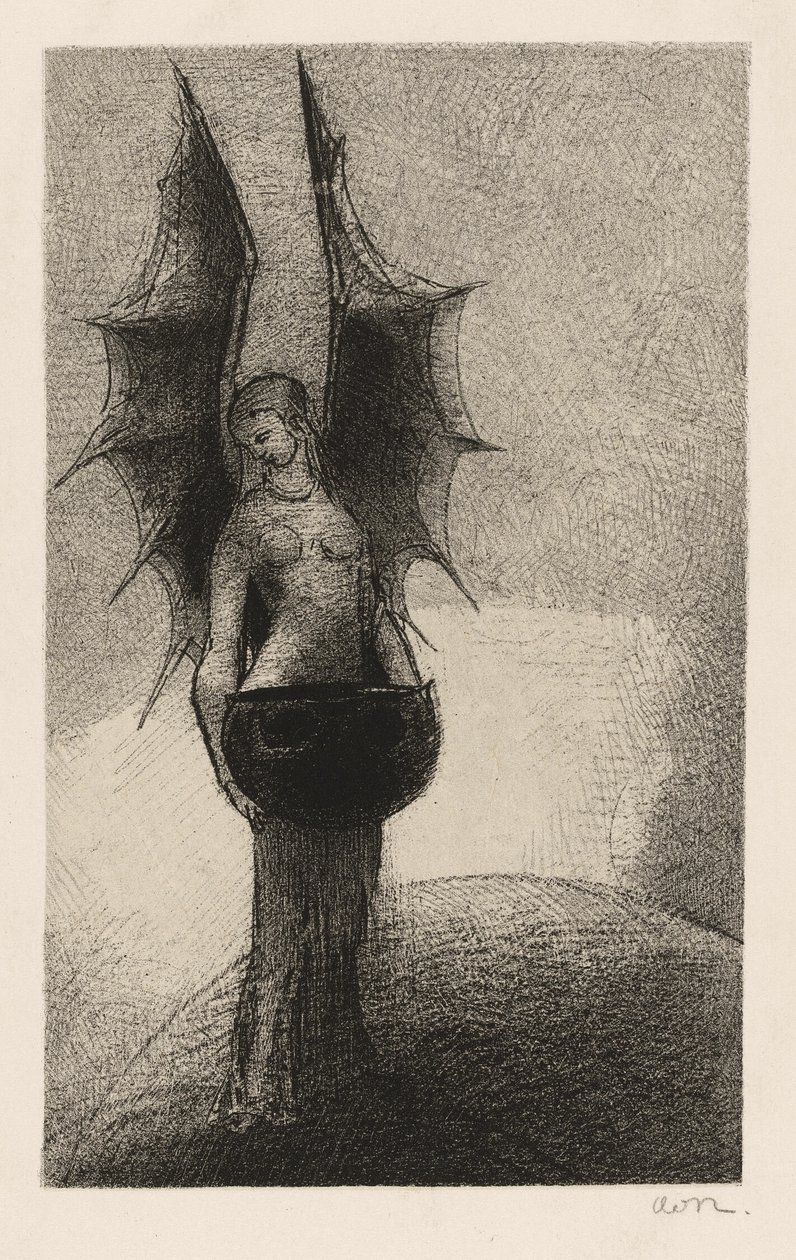 Frontispice från Iwan Gilkins Tenebres (Mörker) av Odilon Redon
