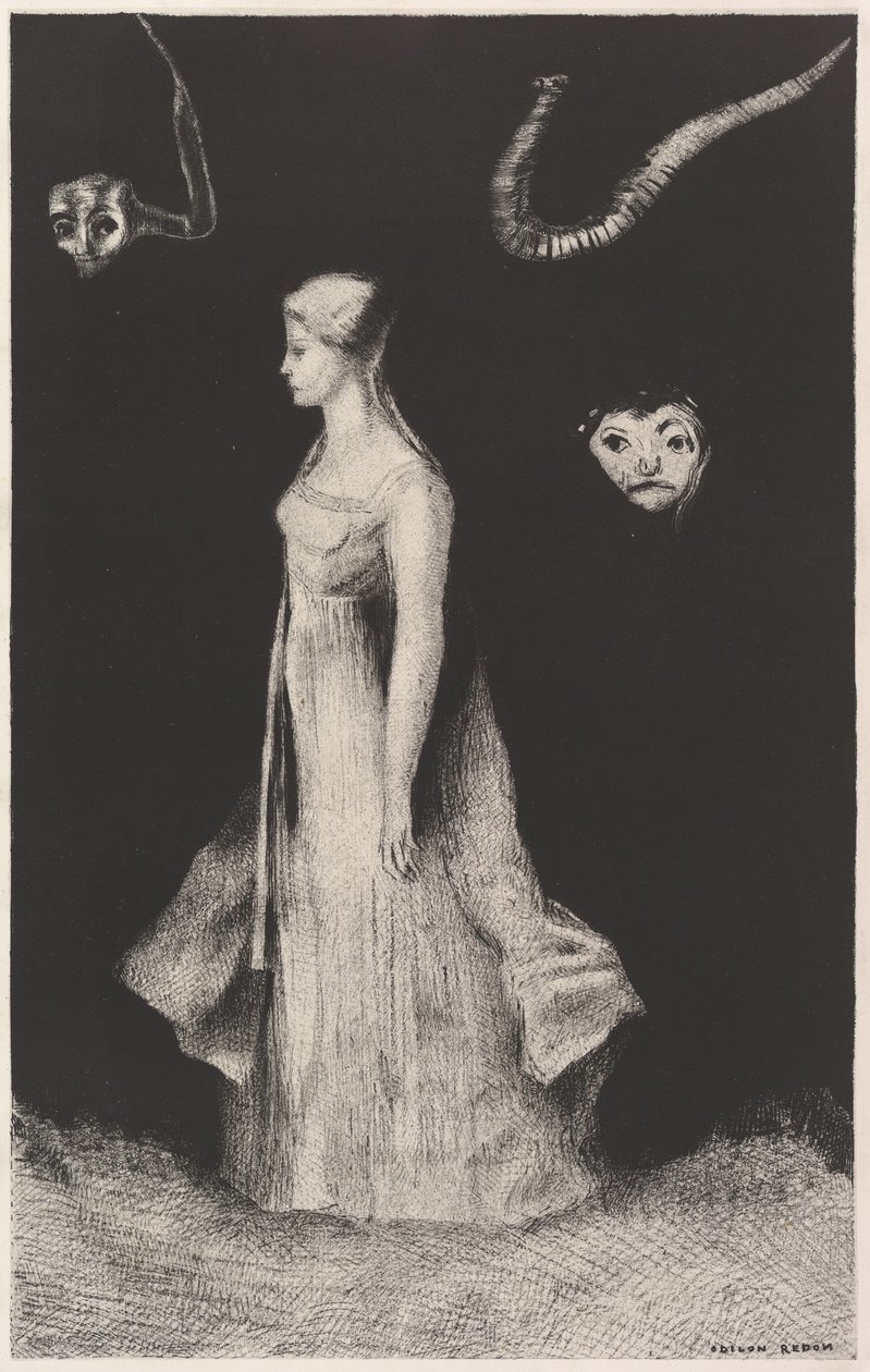 Spökande, 1893-94. av Odilon Redon