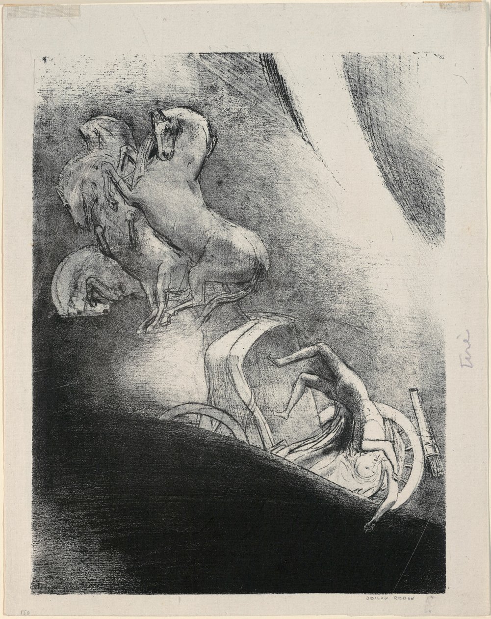 He Falls Head Foremost Into the Abyss, platta 17 av 24 av Odilon Redon