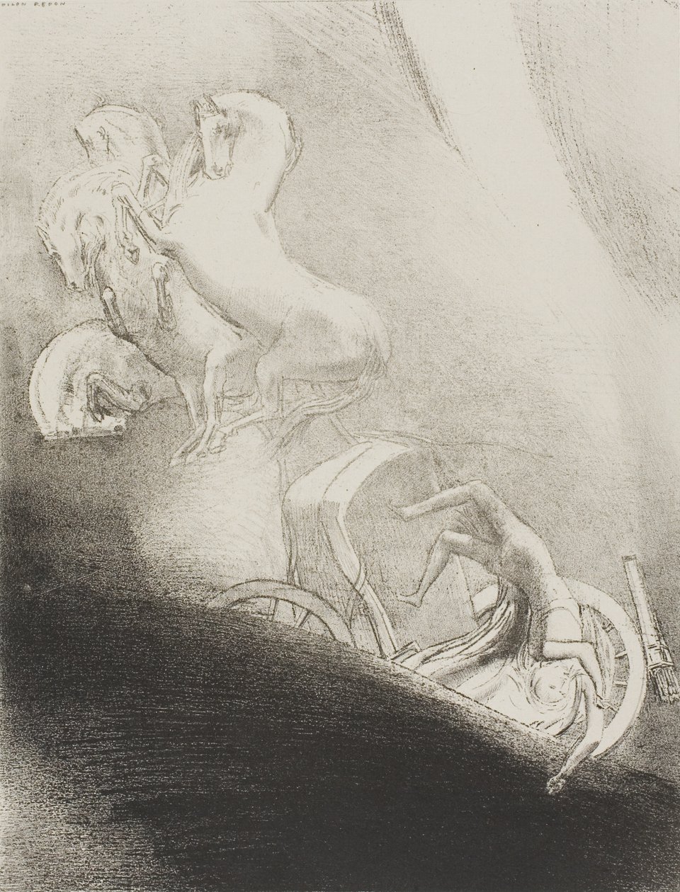 He Falls Head Foremost Into the Abyss, platta 17 av 24 av Odilon Redon