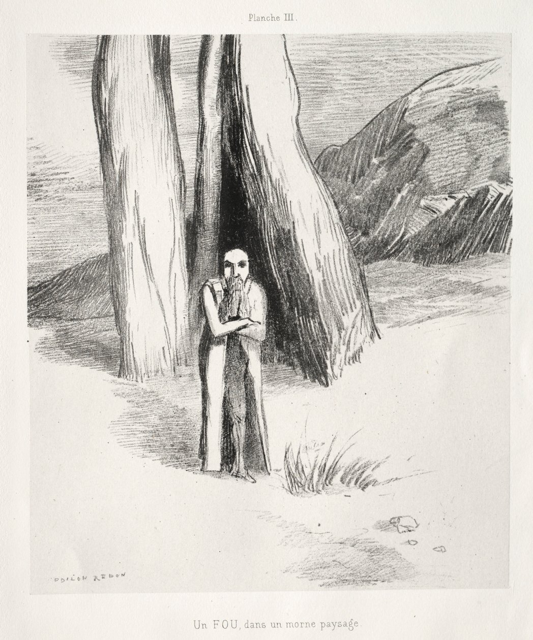 Homage to Goya: A Madman in a Dismal Landscape, 1885. av Odilon Redon