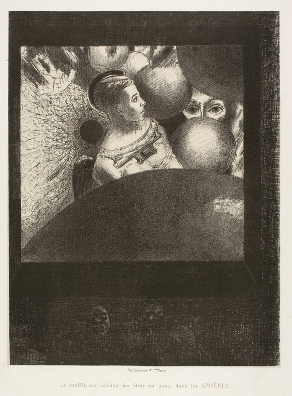 In the Spheres (The Breath Who Leads Living Creatures is also in the Spheres), tallrik fem från To Edgar Poe av Odilon Redon