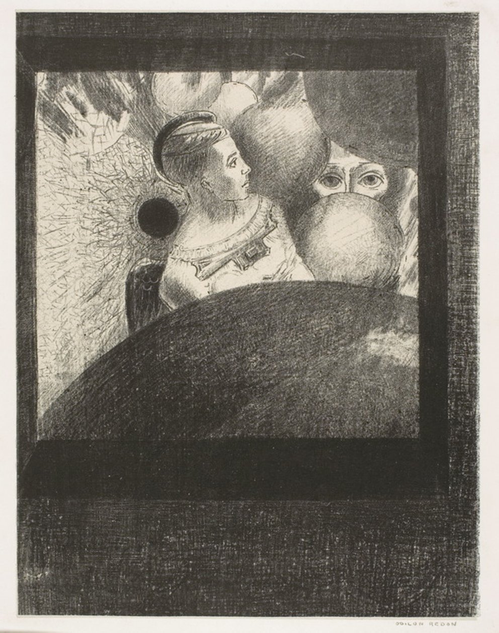 In the Spheres (Andningen som leder levande varelser finns också i Sfärerna), plåt 5 av 6 från To Edgar Poe av Odilon Redon